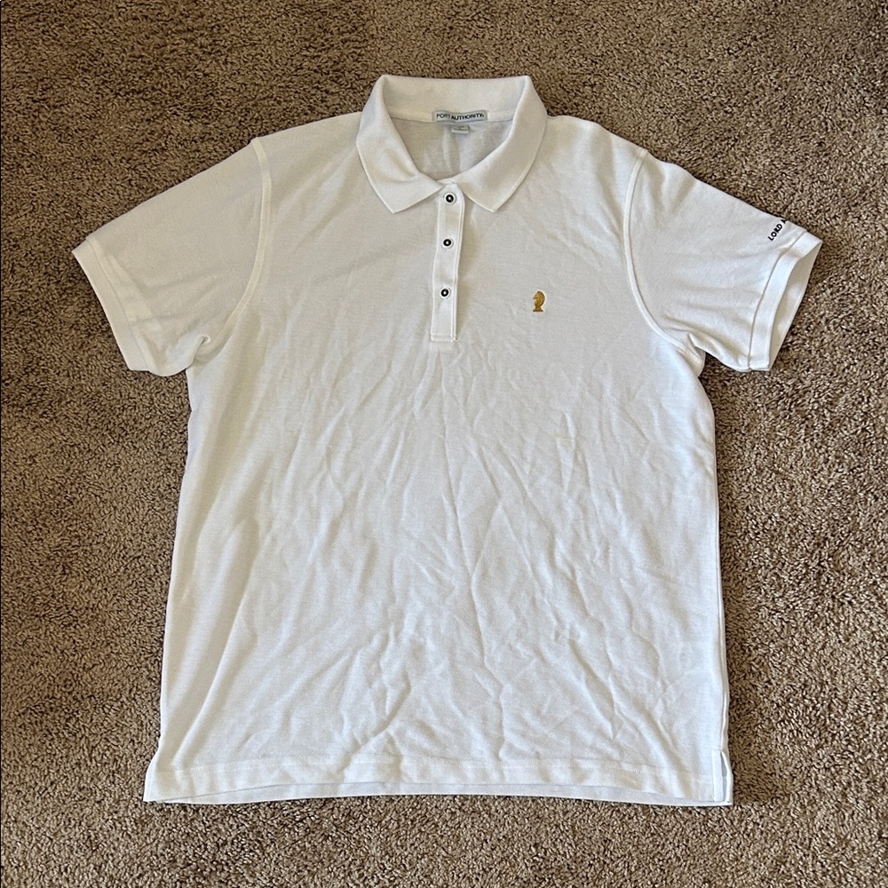 Port Authority White Polo with Gold Accent